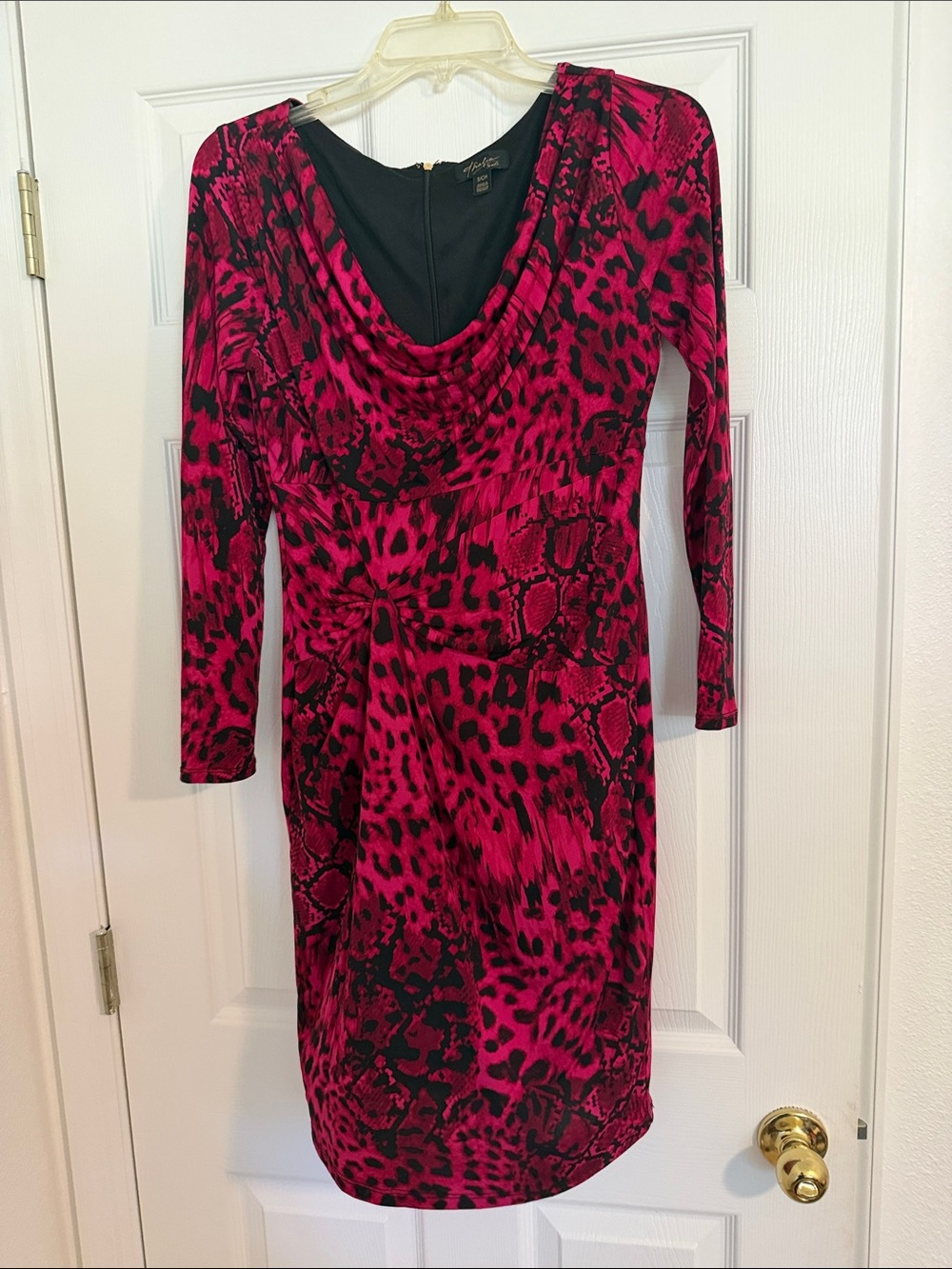Thalia Sodi Pink and Black Animal Print Cowl-Neck Dress - Picture 1 of 4